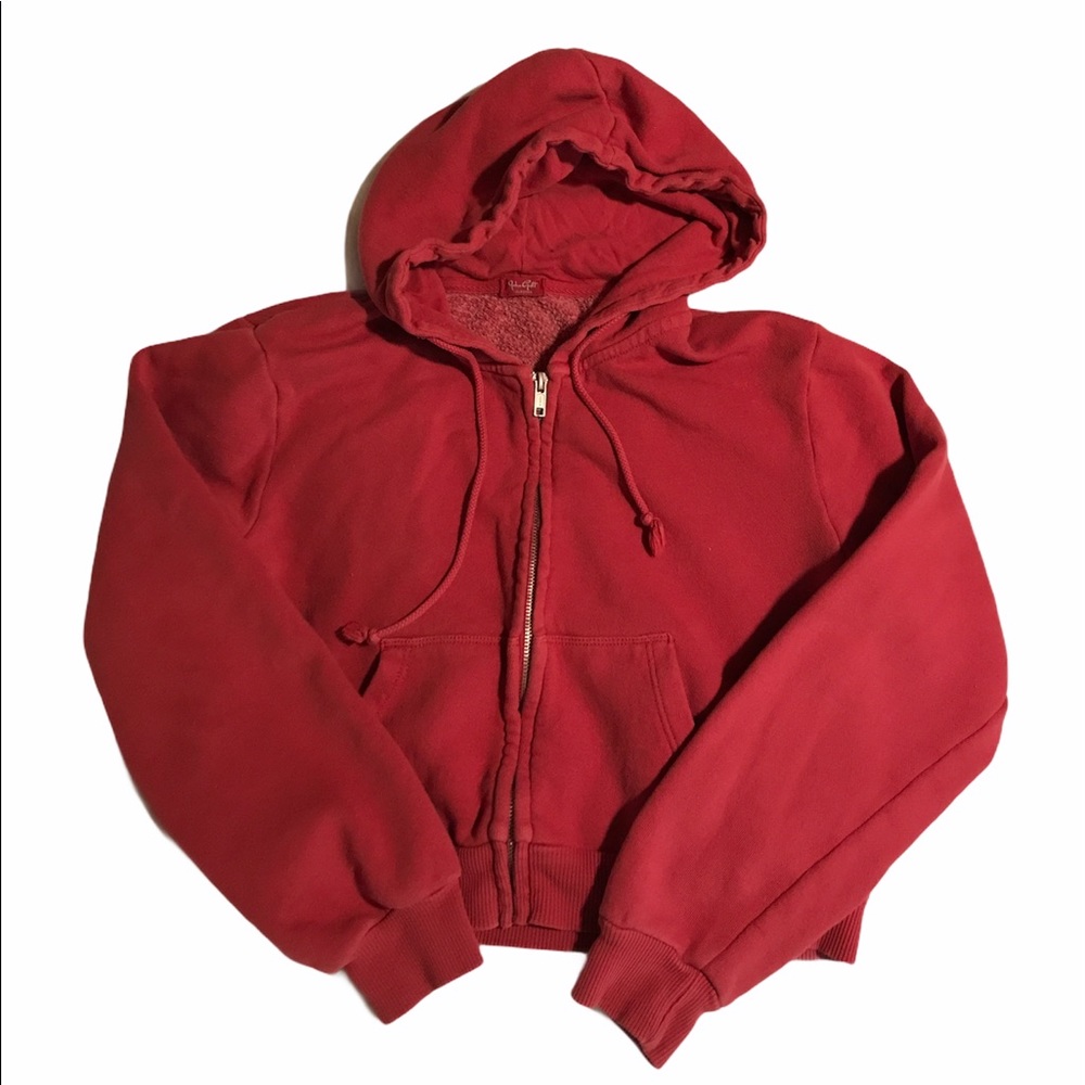 Brandy Melville John Galt cropped red hoodie